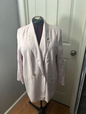 H&M Pale Pink Double-Breasted Lined Blazer Jacket Faux Pockets